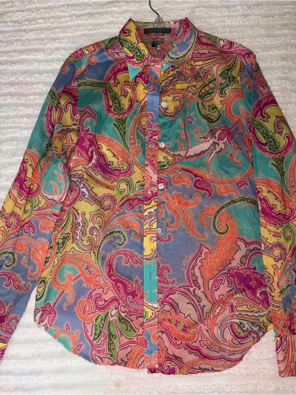 Women’s Lauren Ralph Lauren Multicolor Paisley Button-Down Shirt Size M